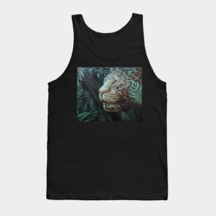 Jaguar in the Jungle with Sunlight Passing Through Green Leaves Tank Top